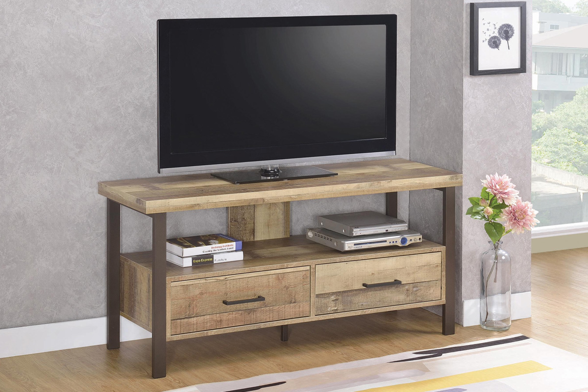Ruston 48″ 2-Drawer TV Console Weathered Pine