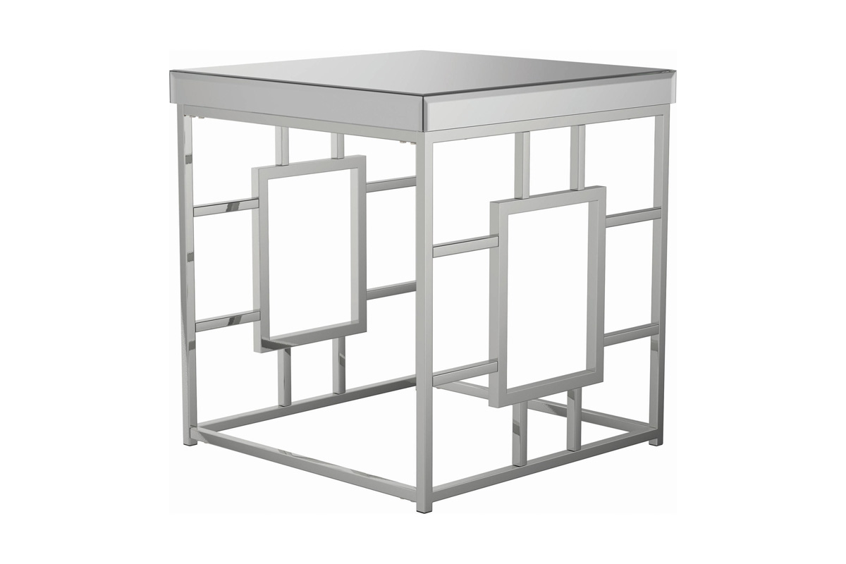 Dafina Geometric Frame Square End Table Chrome
