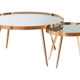 2 Pcs Set Kaelyn Round Top Nesting Coffee Table Mirror And Gold