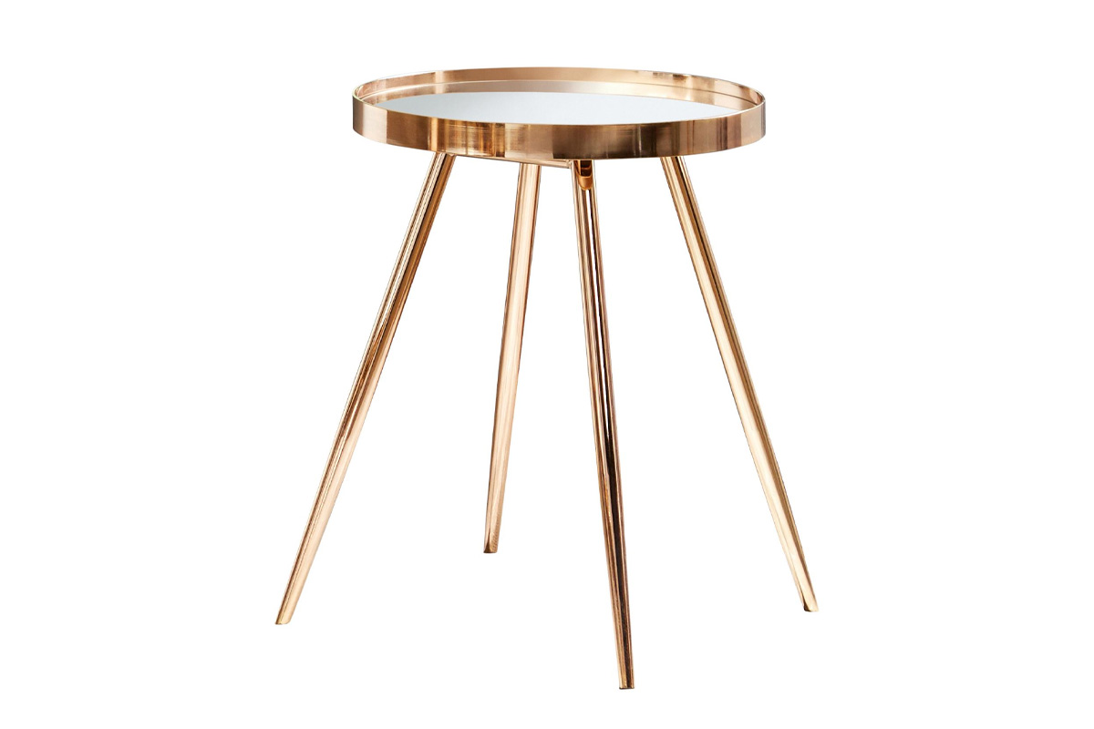 Kaelyn Round Top End Table Mirror And Gold