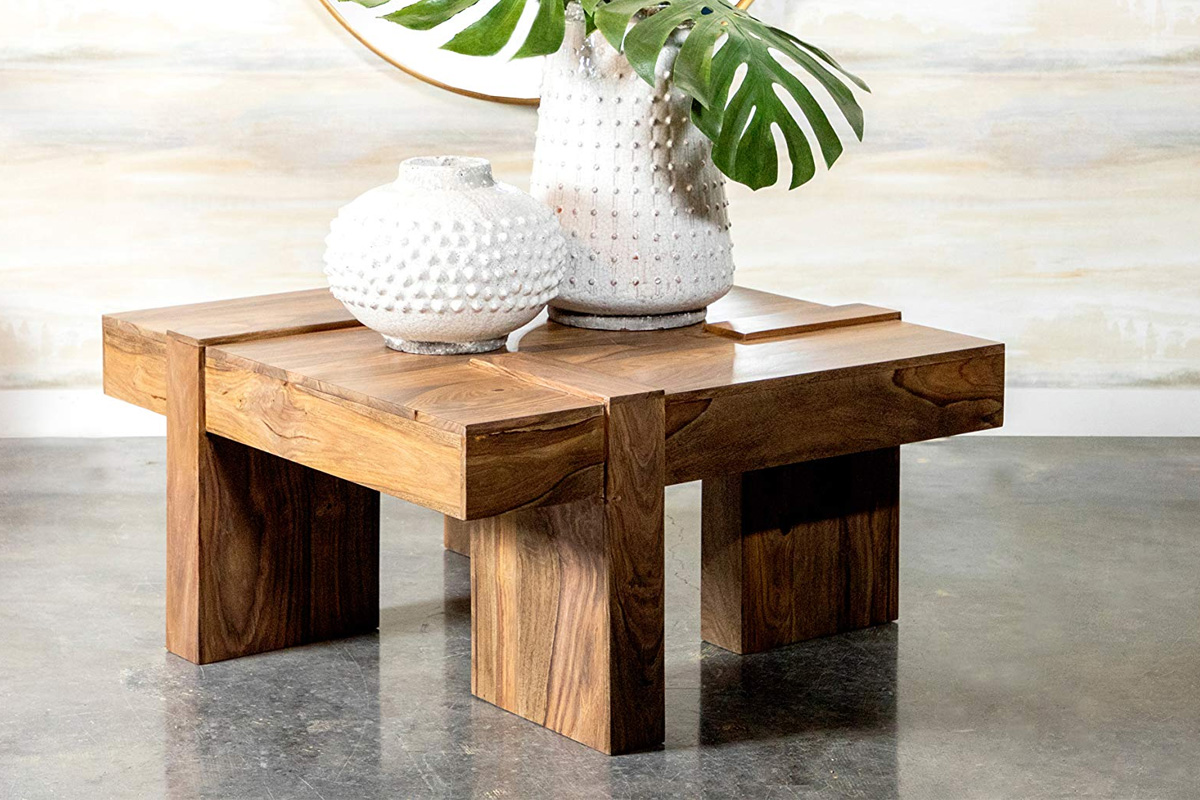 Samira Wooden Square Coffee Table Natural Sheesham
