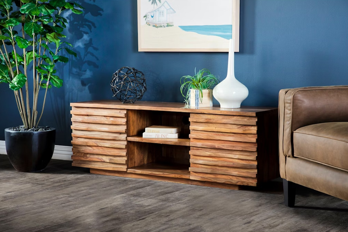 Julia 2-Door TV Console With Adjustable Shelf Natural
