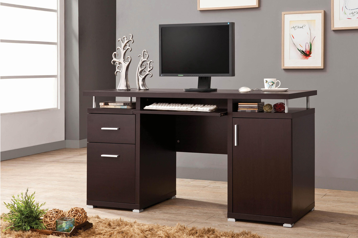 Tracy 2-Drawer Computer Desk Cappuccino