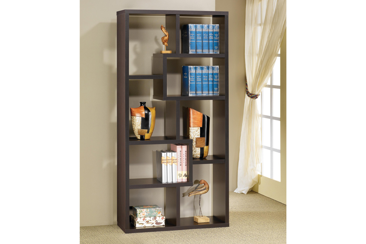 Theo 10-Shelf Bookcase Cappuccino