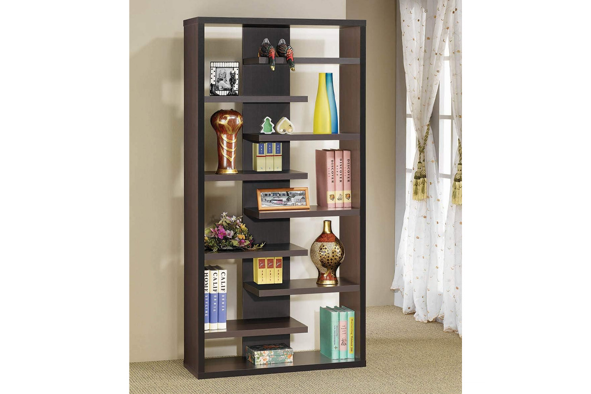 Altmark Bookcase With Staggered Floating Shelves Cappuccino