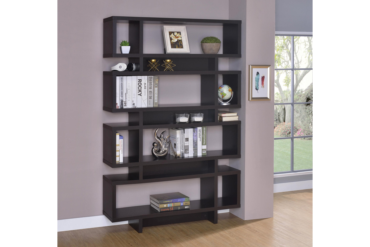 Reid 4-Tier Open Back Bookcase Cappuccino