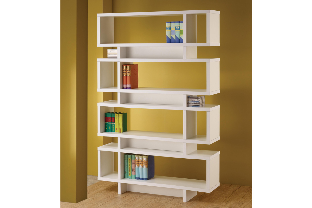 Reid 4-Tier Open Back Bookcase White