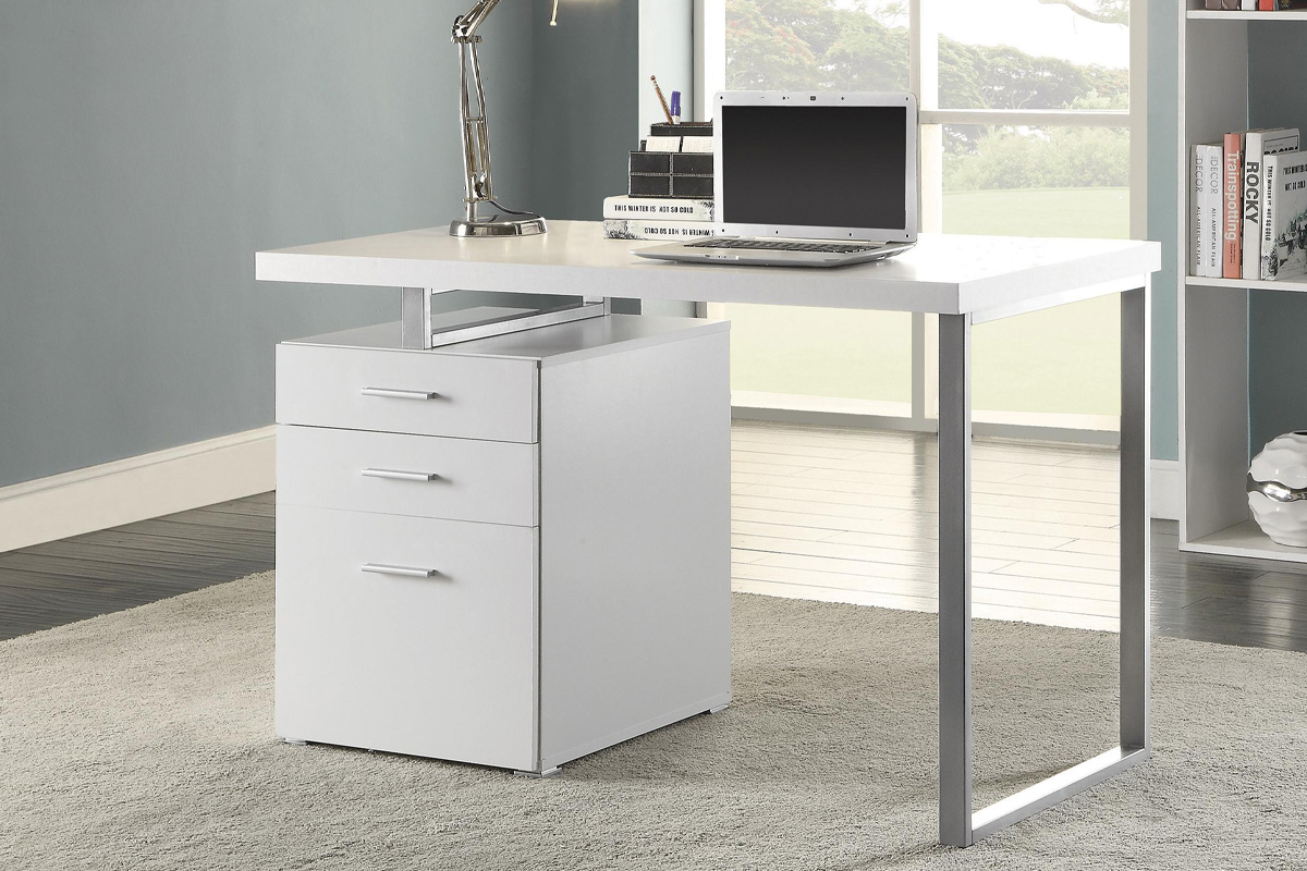Brennan 3-Drawer Contemporary Writing Desk White