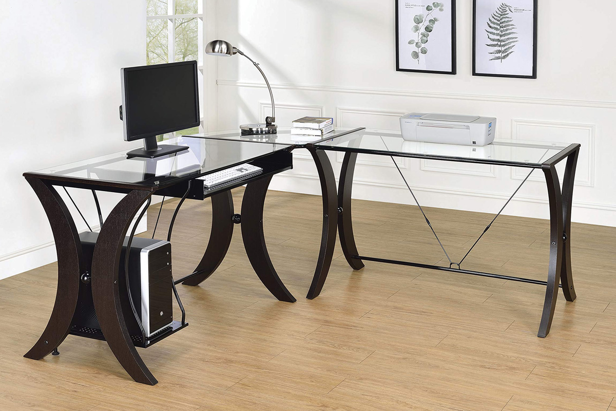 3 Pcs Monterey L-Shaped Computer Desk Set Cappuccino