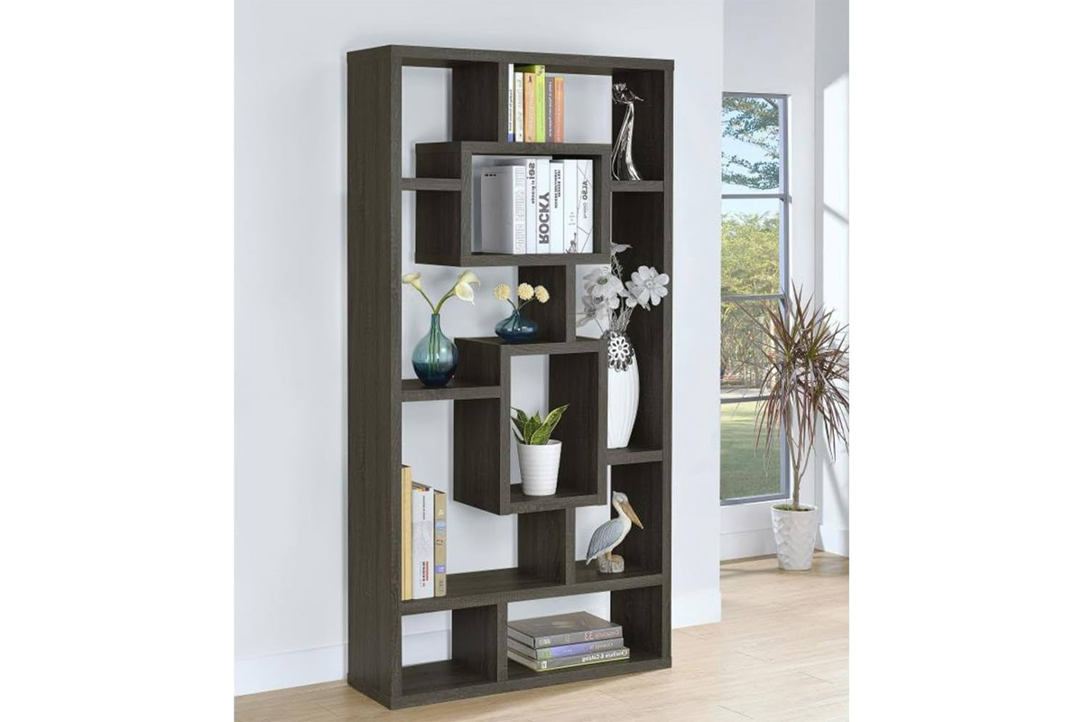 Howie 10-Shelf Bookcase Weathered Grey