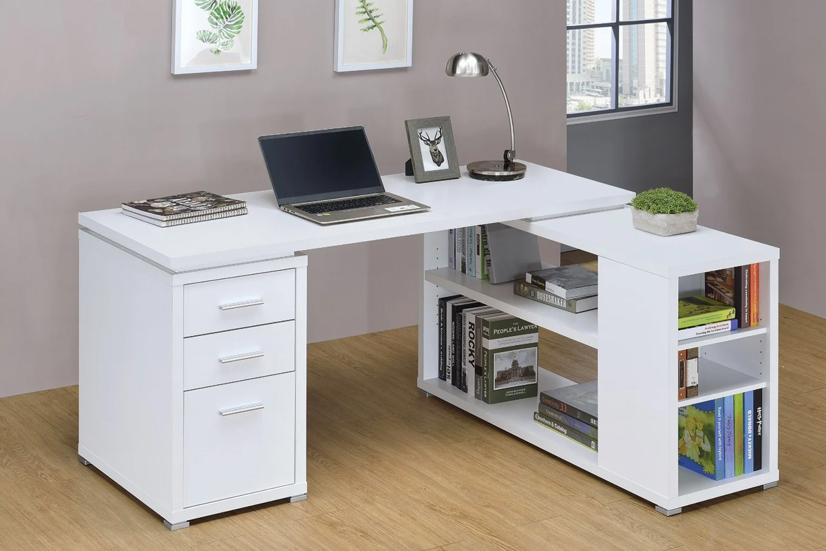 Yvette L-Shape Modern Office Desk White