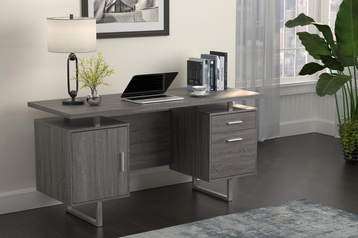 Lawtey Floating Top Office Desk Weathered Grey