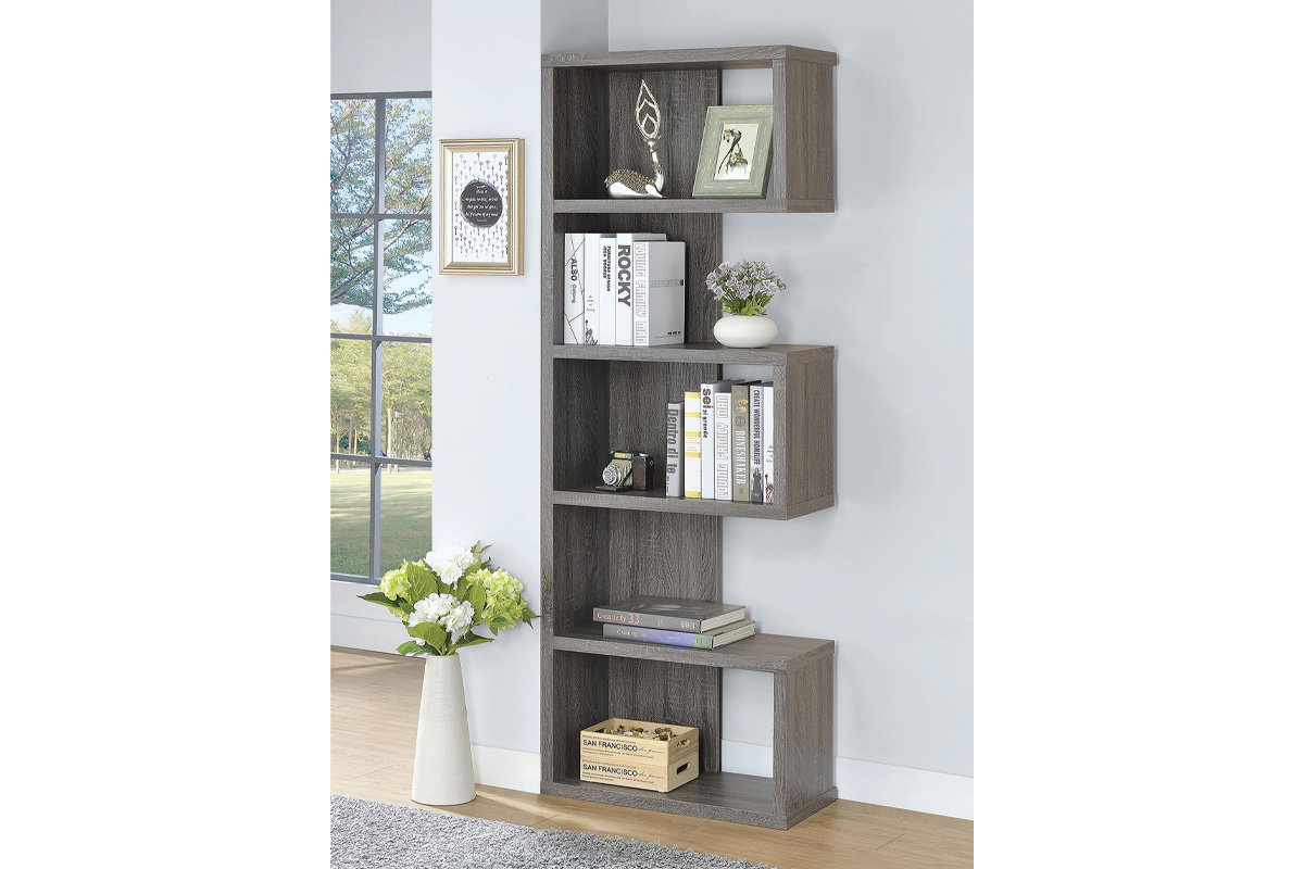 Joey 5-Tier Bookcase Weathered Grey