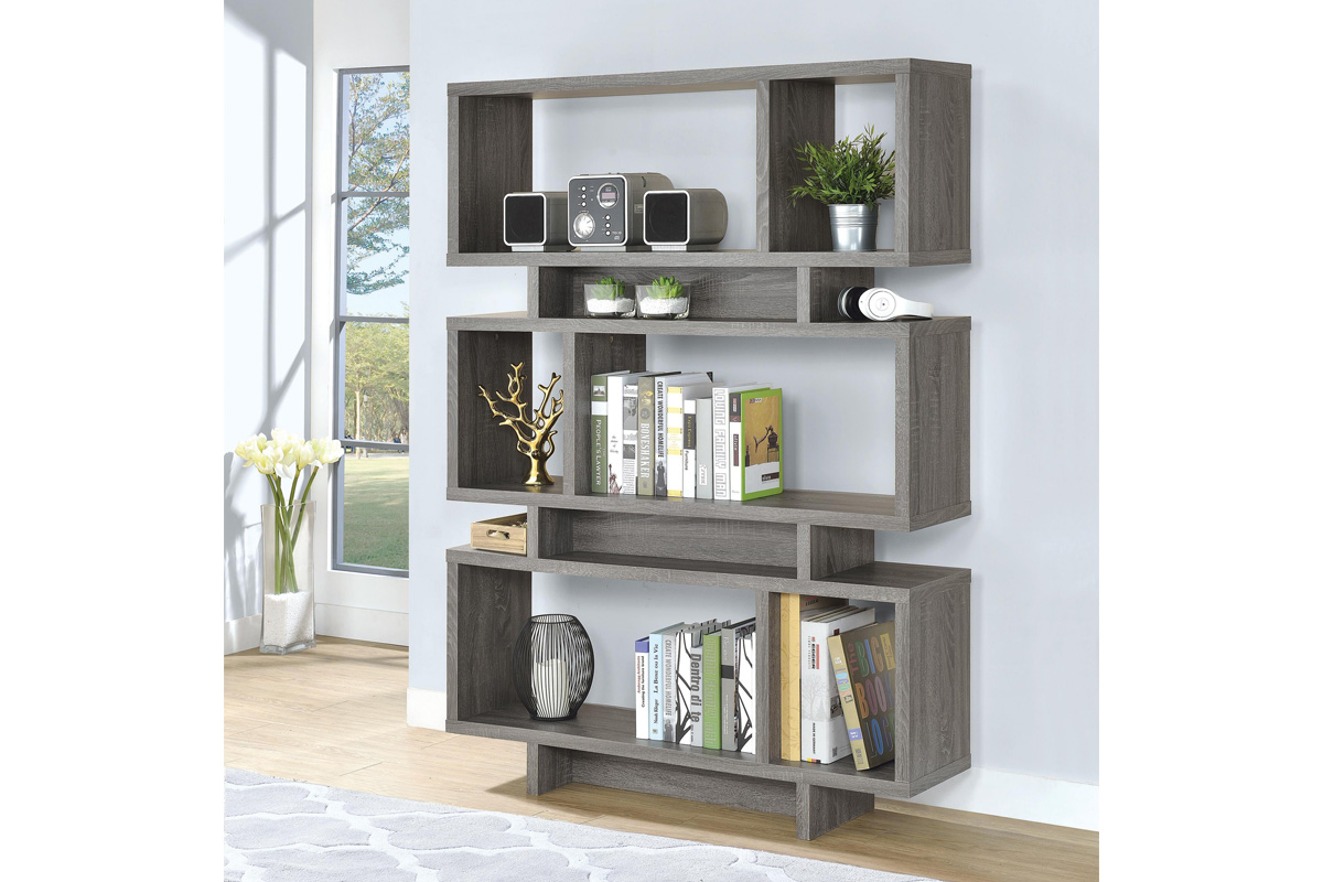 Reid 4-Tier Open Back Bookcase Weathered Grey