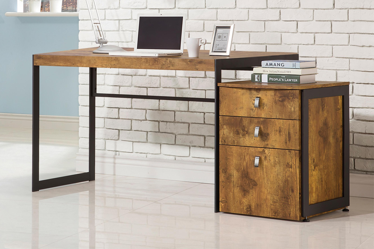 Estrella Writing Desk Antique Nutmeg And Gunmetal