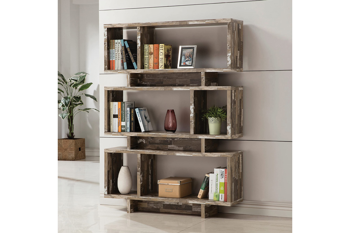 Reid 3-Tier Geometric Bookcase Salvaged Cabin