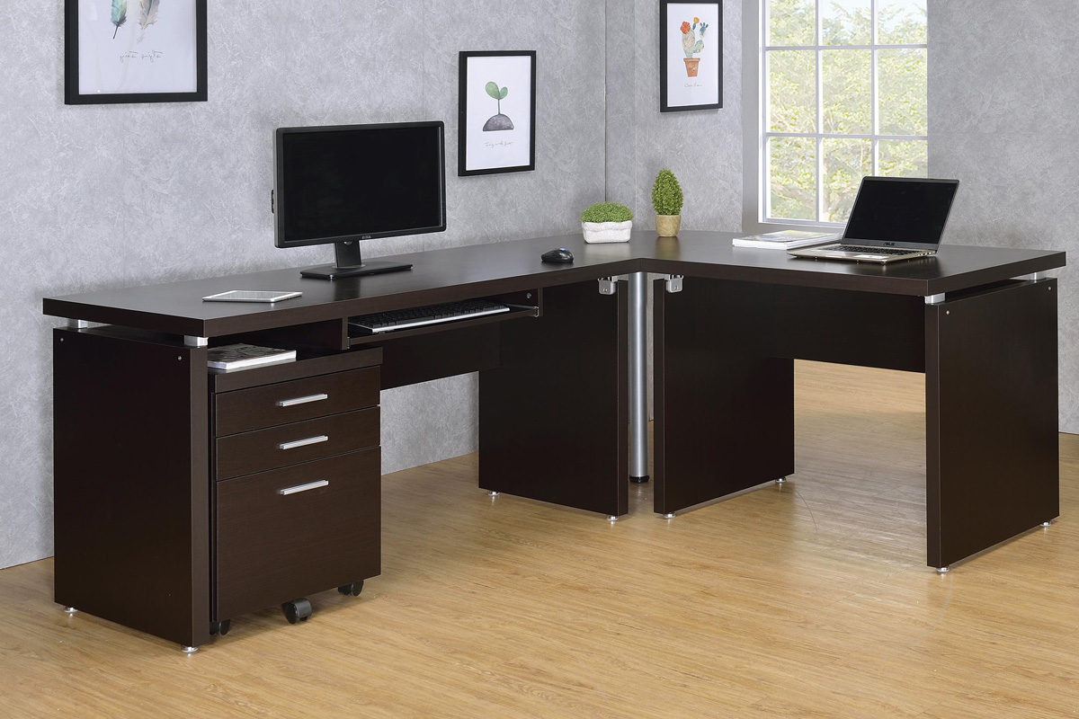 4 Pcs Set Skylar Home Office Desk Cappuccino