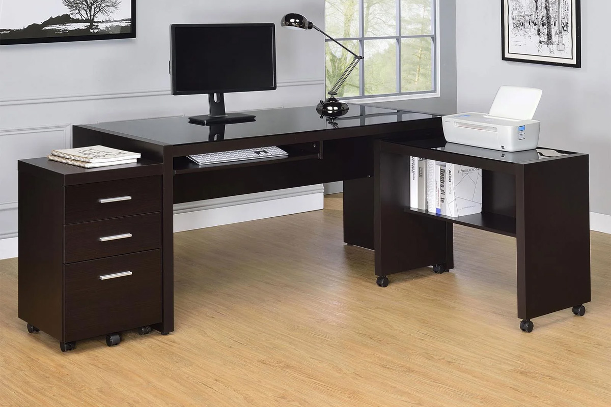 3 Pcs Set Skylar Home Office Desk Cappuccino