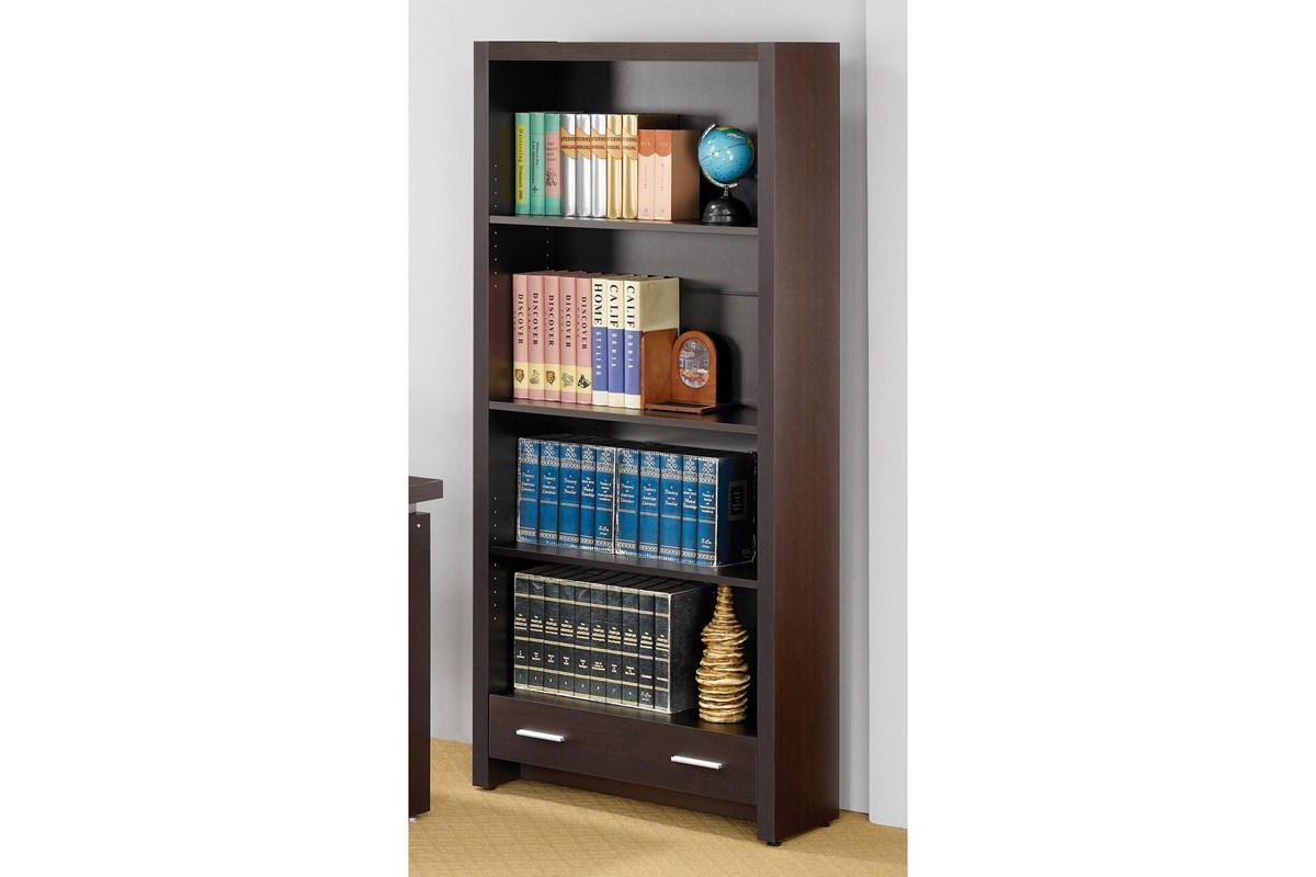 Skylar 5-Shelf Bookcase With Storage Drawer Cappuccino