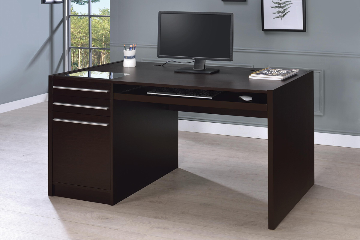 Halston 3-Drawer Connect-It Office Desk Cappuccino