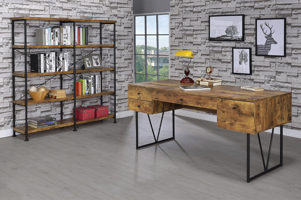 Analiese 4-Drawer Writing Desk Antique Nutmeg
