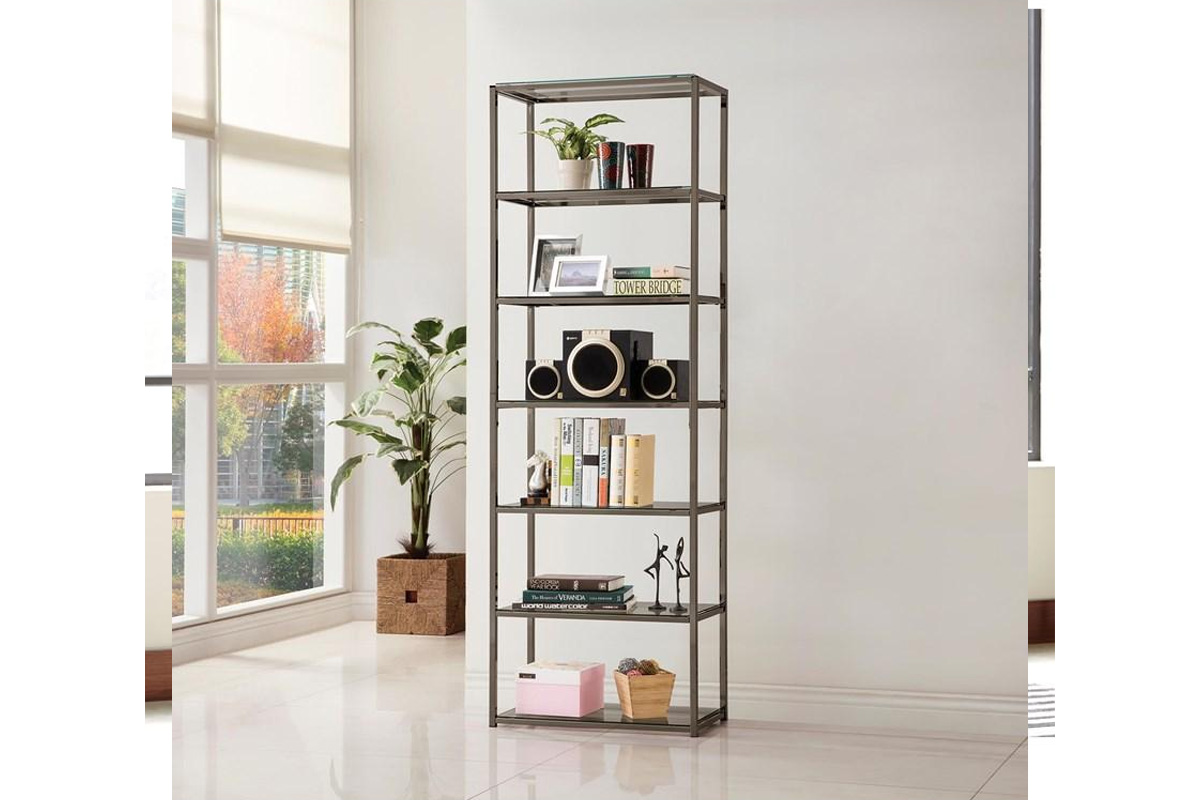 Kate 6-Shelf Bookcase Black Nickel