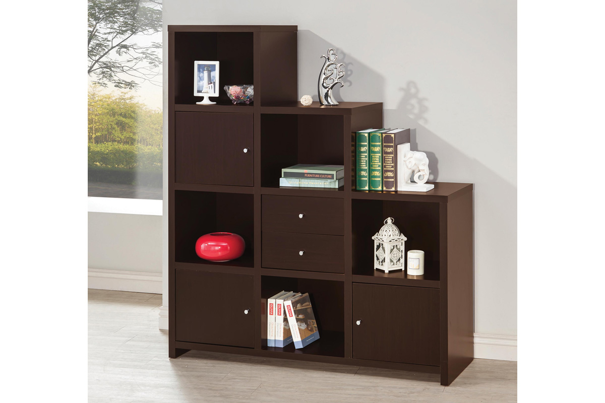 Spencer Bookcase With Cube Storage Compartments Cappuccino