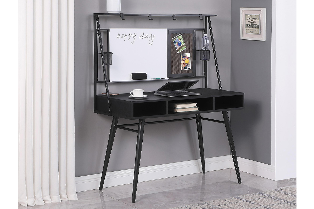 Jessie Writing Desk With USB Ports Black And Gunmetal