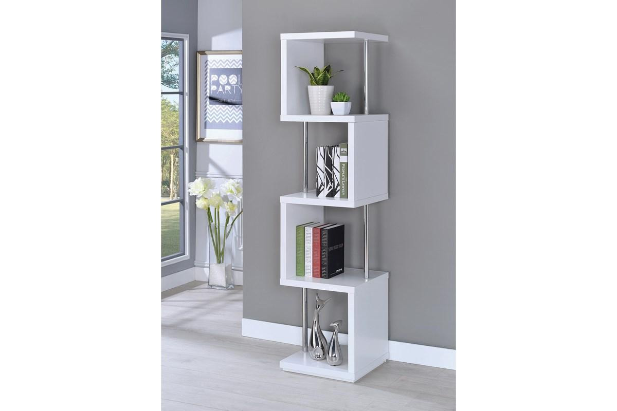 Baxter 4-Shelf Bookcase White And Chrome