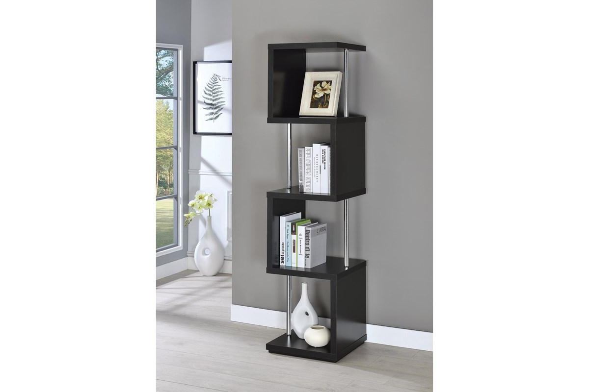 Baxter 4-Shelf Bookcase Black And Chrome