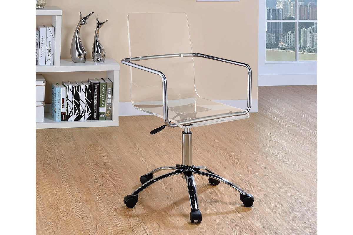 Amaturo Office Chair With Casters Clear Acrylic And Chrome