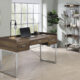 Angelica 3-Drawer Writing Desk Walnut And Chrome
