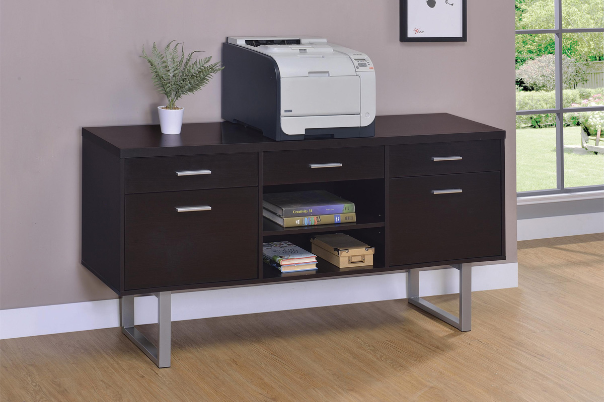 Lawtey 5-Drawer Credenza With Adjustable Shelf Cappuccino