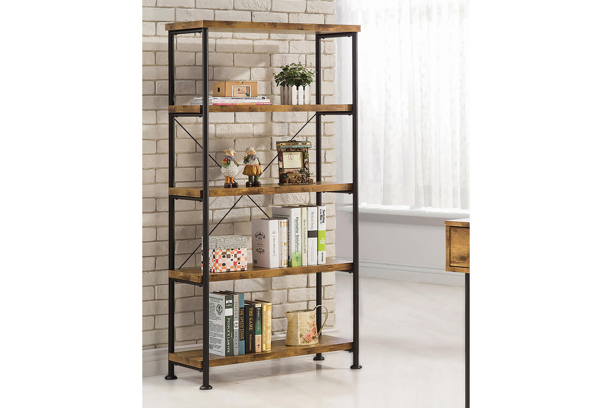 Analiese 4-Shelf Bookcase Antique Nutmeg