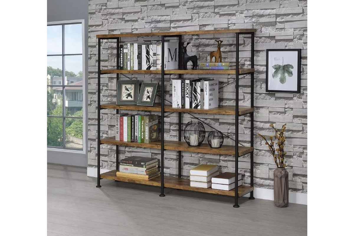 Analiese 4-Shelf Open Bookcase Antique Nutmeg