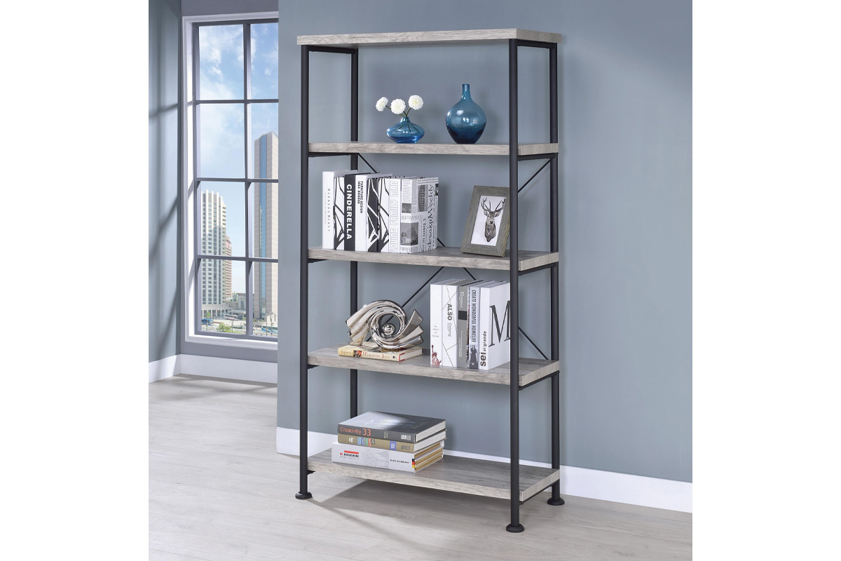 Analiese 4-Shelf Bookcase Grey Driftwood
