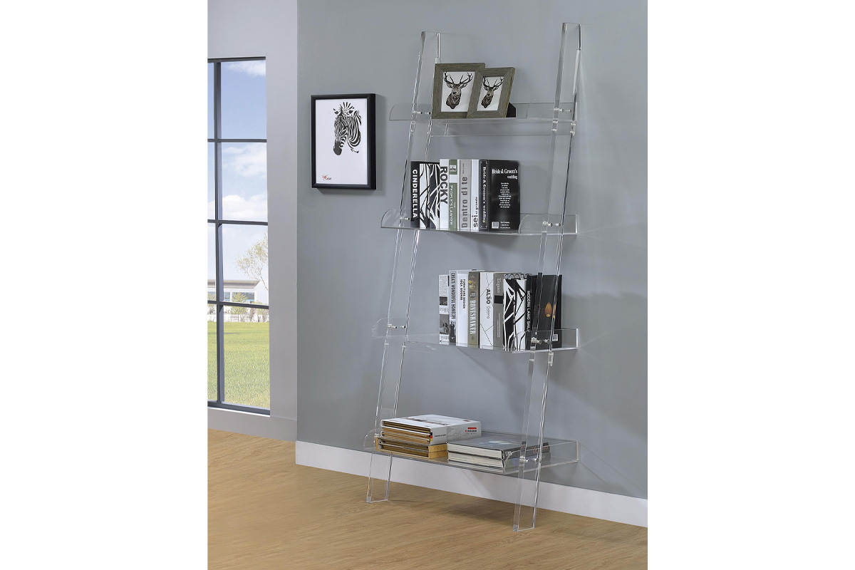 Amaturo 4-Shelf Ladder Bookcase Clear Acrylic