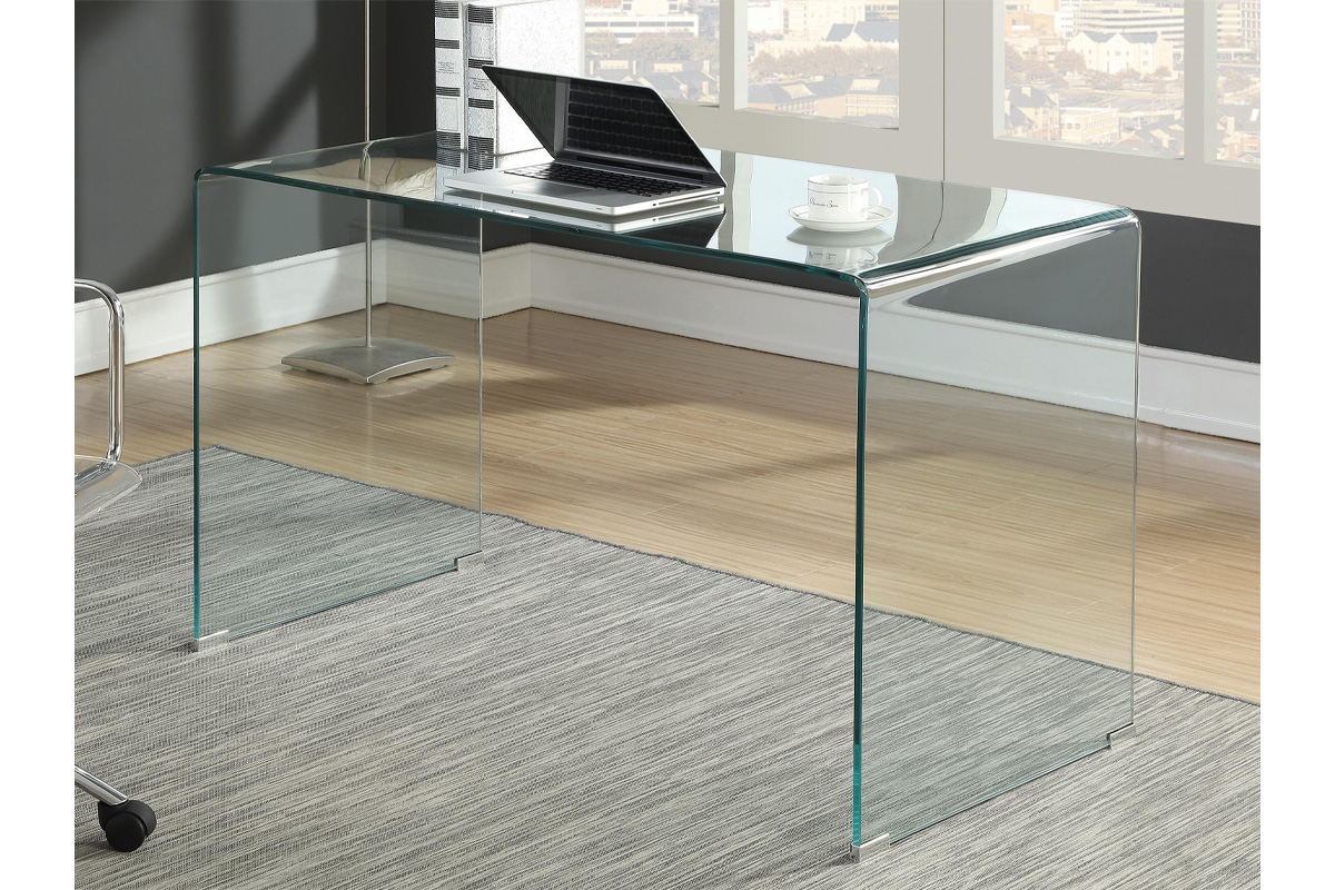 Ripley Glass Writing Desk Chrome Tempered Glass