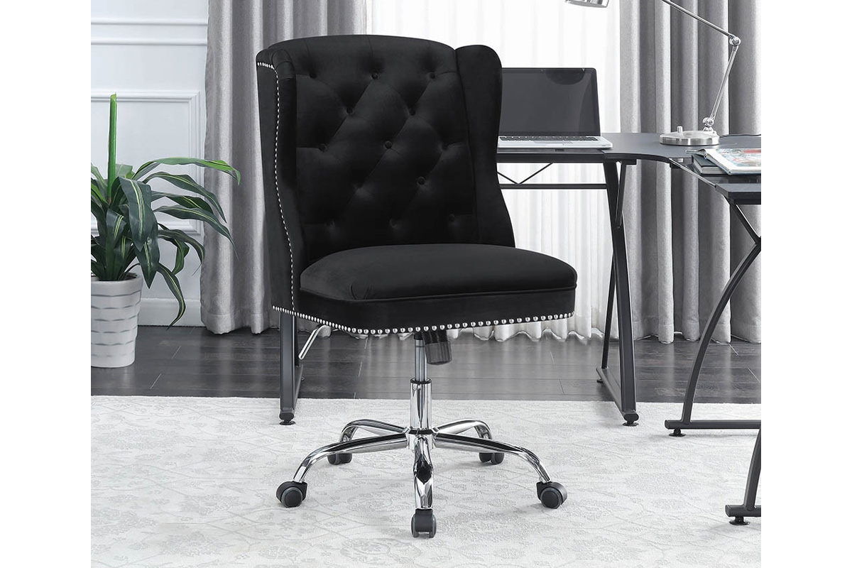 Julius Upholstered Tufted Office Chair Black And Chrome