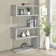 Emelle 4-Shelf Bookcase With Glass Panels Grey Driftwood