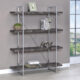 Grimma 4-Shelf Bookcase Rustic Grey Herringbone