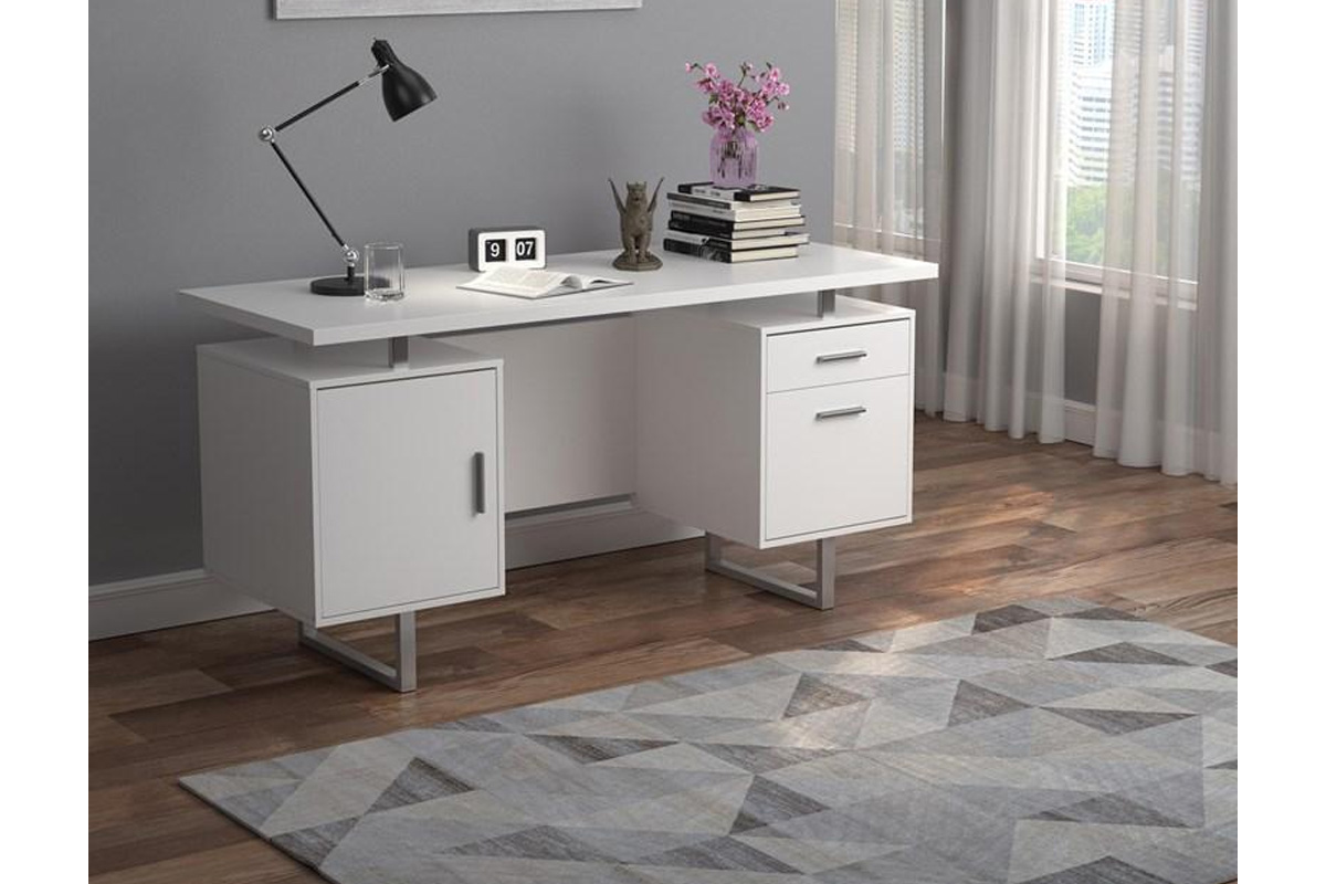 Lawtey Floating Top Office Desk White Gloss