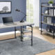 Delray 2-Tier Open Shelving Writing Desk Grey Driftwood And Black