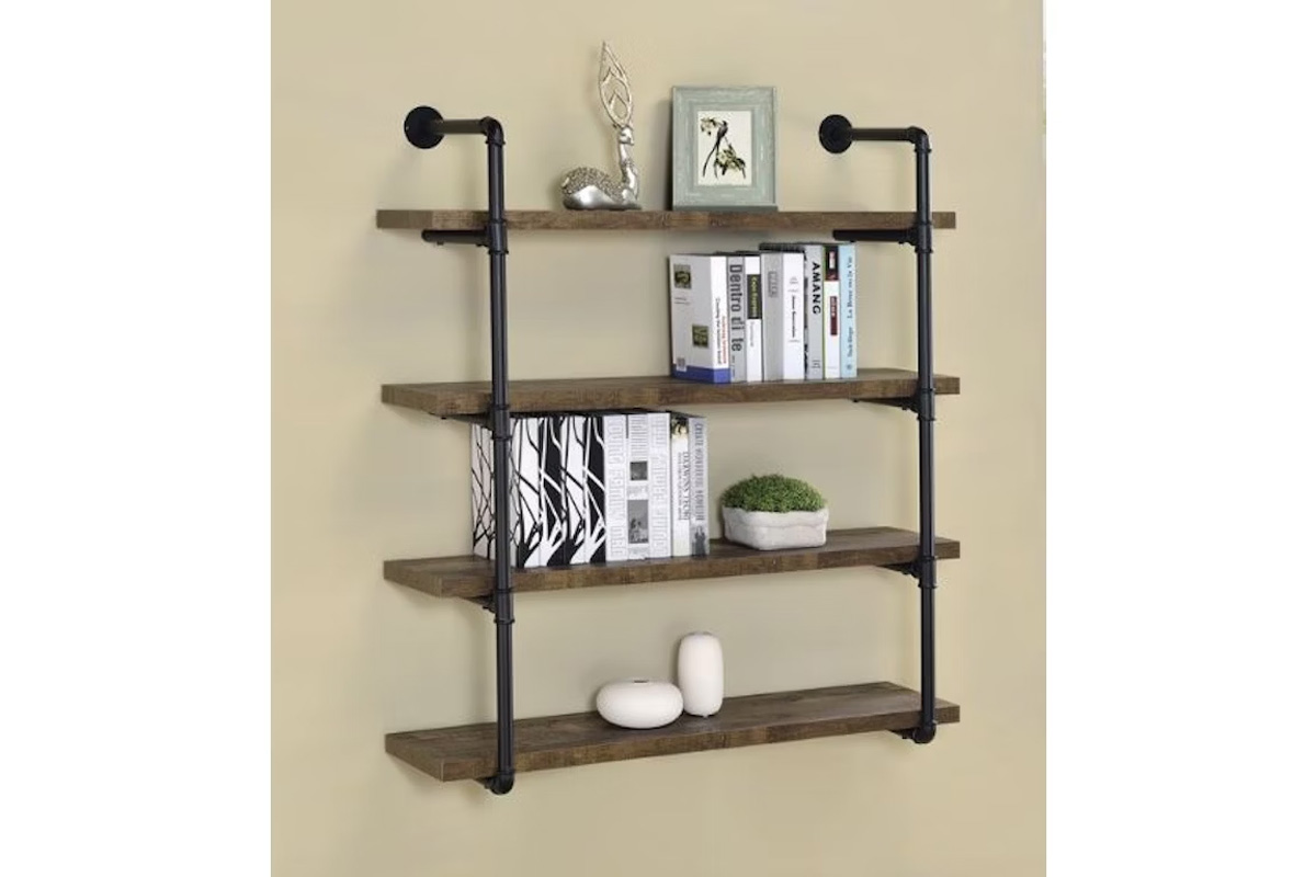 Elmcrest 40-Inch Wall Shelf Black And Rustic Oak