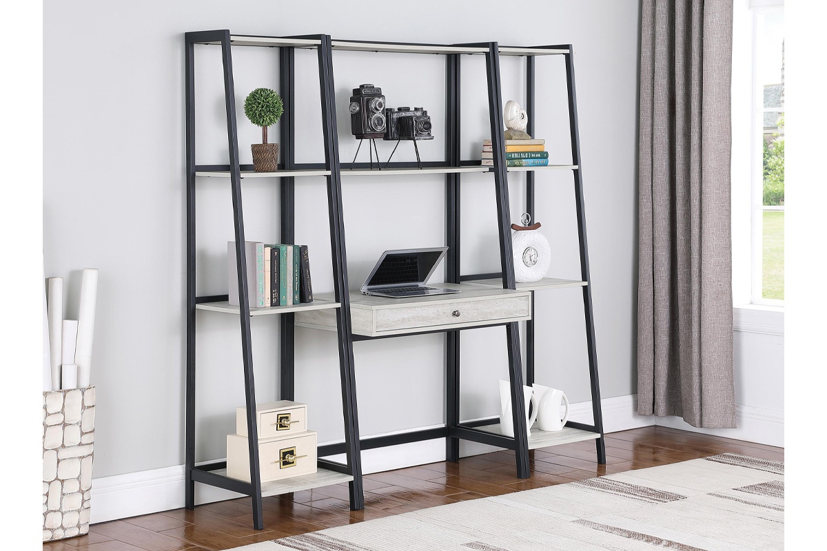 3 Pcs Pinckard Ladder Desk Set Grey Stone And Black