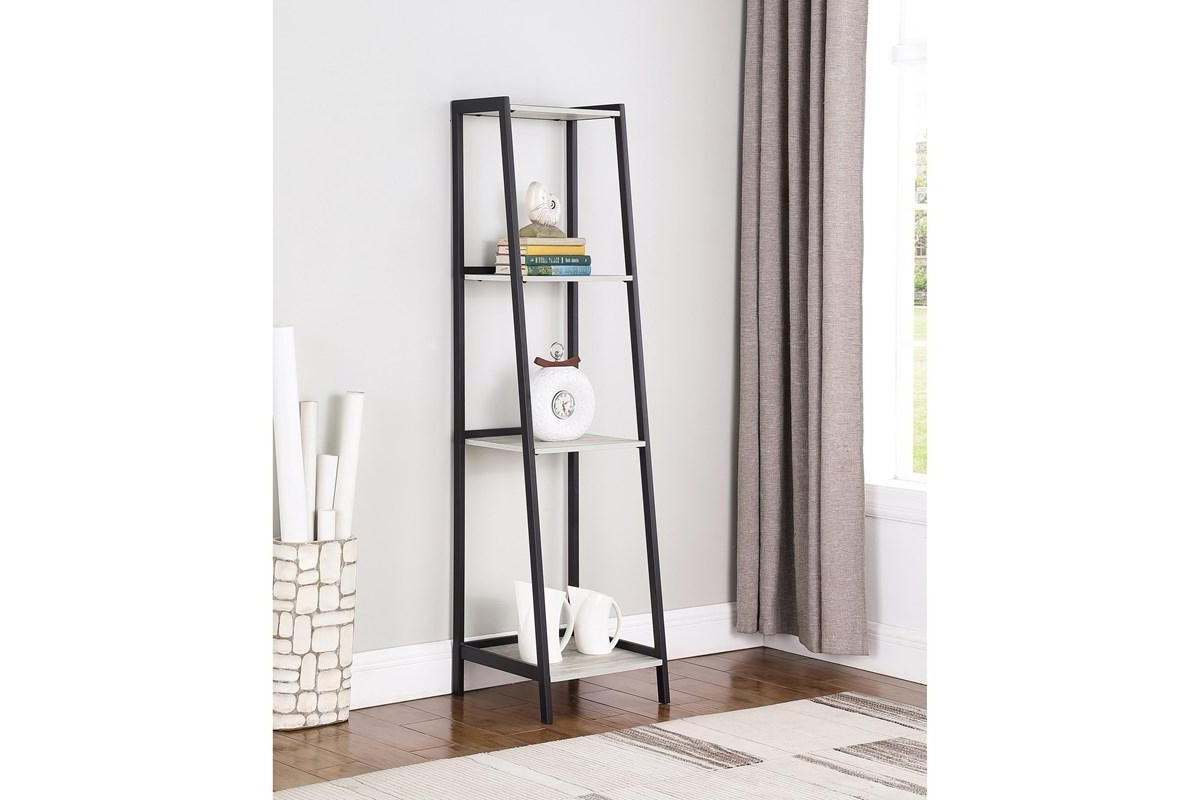 Pinckard 4-Shelf Ladder Bookcase Grey Stone And Black