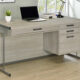 Loomis 4-Drawer Rectangular Office Desk Whitewashed Grey And Gunmetal