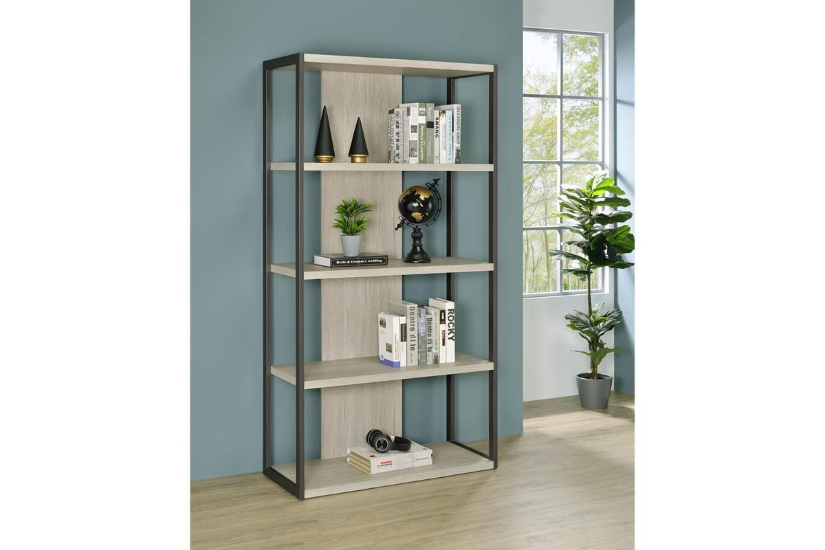 Loomis 4-Shelf Bookcase Whitewashed Grey