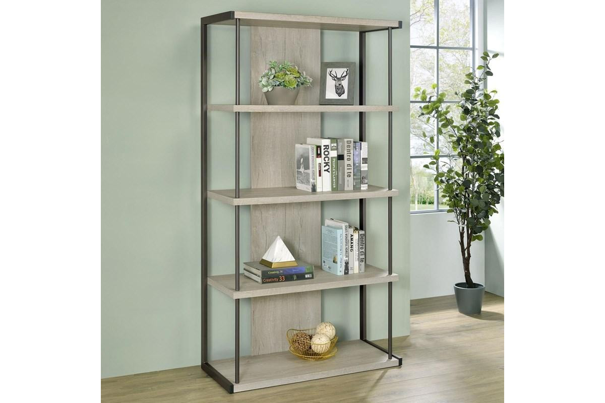 Loomis 4-Shelf Bookcase Whitewashed Grey