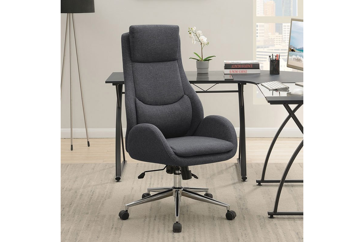 Cruz Upholstered Office Chair With Padded Seat Grey And Chrome
